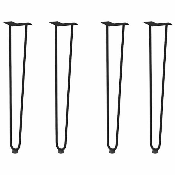 Patas de mesa tipo horquilla 4 uds acero macizo negro 72 cm M 2