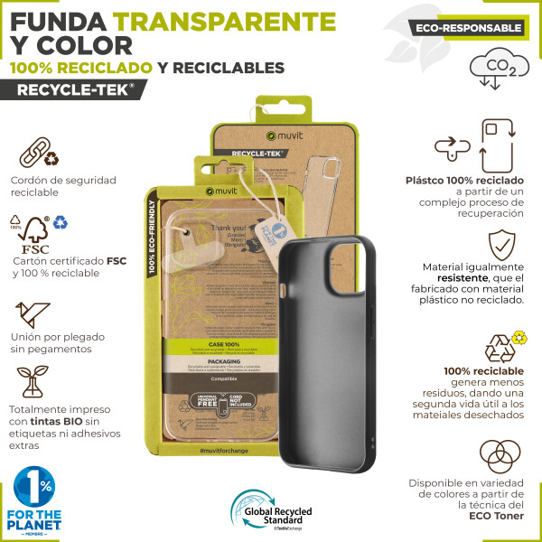Funda muvit recycletek para apple iphone 15 plus transparente M 2