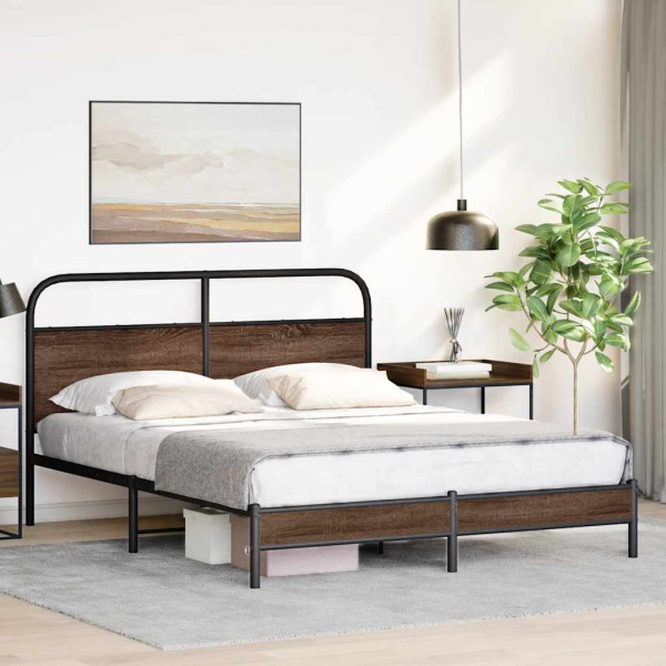 Estructura de cama sin colchón 160x200 cm madera marrón roble M 4