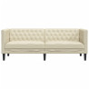 Sofá Chesterfield de 3 plazas cuero artificial blanco crema 4