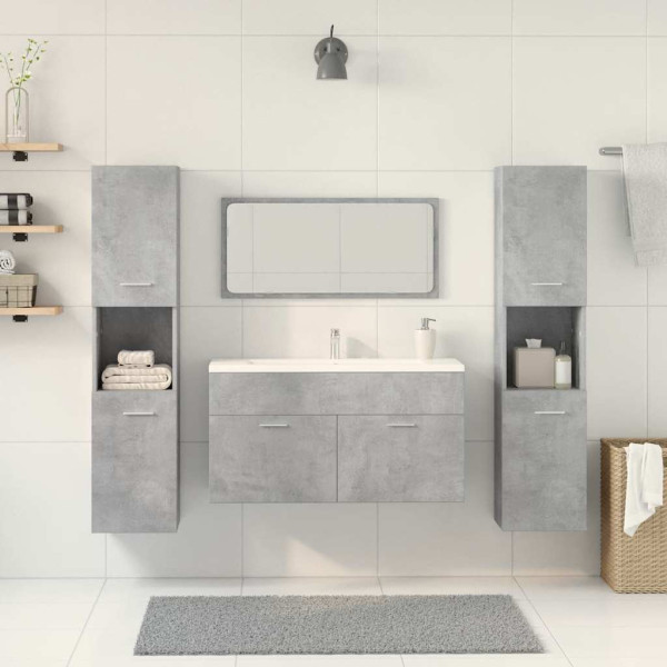 Juego muebles de baño 4 pzas madera contrachapada gris hormigón M 3