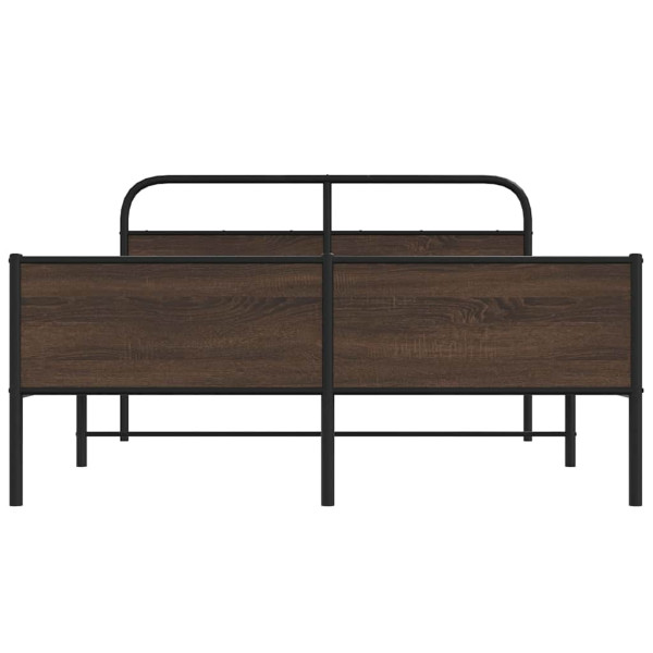 Estructura de cama sin colchón metal marrón roble 160x200 cm M 5