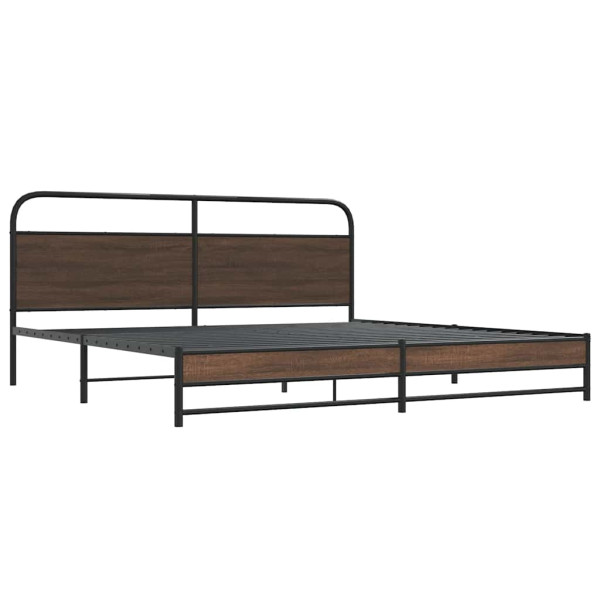 Estructura de cama sin colchón metal roble marrón 200x200 cm M 3