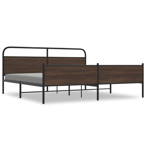 Estructura de cama sin colchón metal roble marrón 200x200 cm M 2