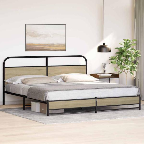 Estructura de cama sin colchón metal roble Sonoma 183x213 cm M 4