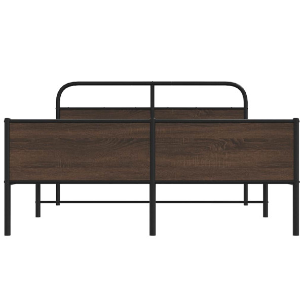 Estructura de cama sin colchón metal marrón roble 150x200 cm M 5