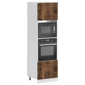Armarios para horno 2 uds Lucca roble ahumado madera ingeniería D