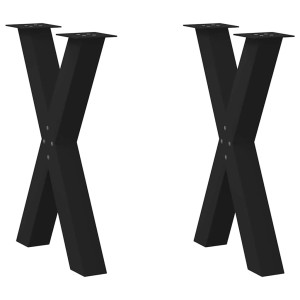 Patas para mesa de comedor en forma de X 2 uds acero negro D