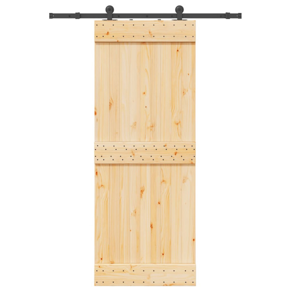 Puerta corredera con herrajes madera maciza de pino 80x210 cm D