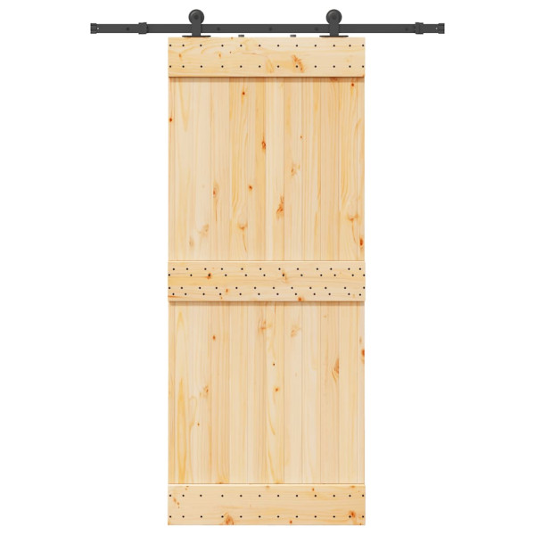 Puerta corredera con herrajes madera maciza de pino 85x210 cm D