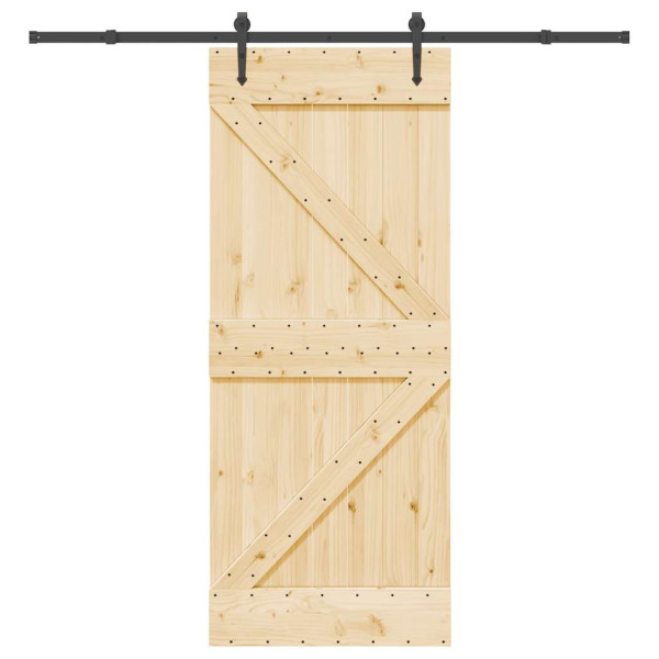 Puerta corredera con herrajes madera maciza de pino 85x210 cm D