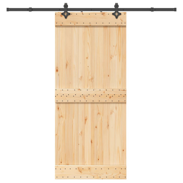 Puerta corredera con herrajes madera maciza de pino 90x210 cm D