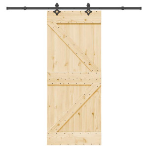 Puerta corredera con herrajes madera maciza de pino 85x210 cm D