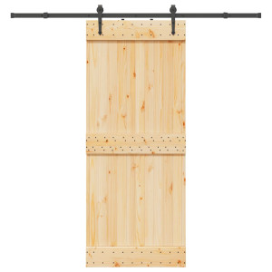 Puerta corredera con herrajes madera maciza de pino 85x210 cm D