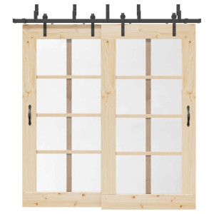 Kit de herrajes para puertas correderas acero negro 213.5 cm D