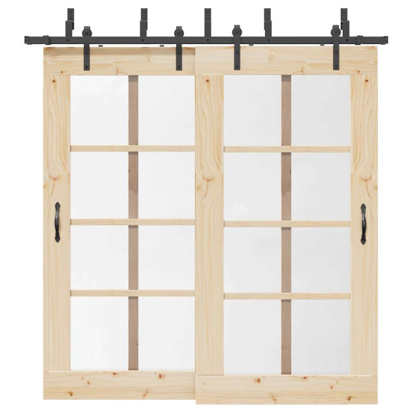 Kit de herrajes para puertas correderas acero negro 213.5 cm D