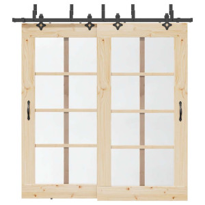 Kit de herrajes para puertas correderas acero negro 213.5 cm D