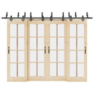 Kit de herrajes para puertas correderas acero negro 152.5 cm D