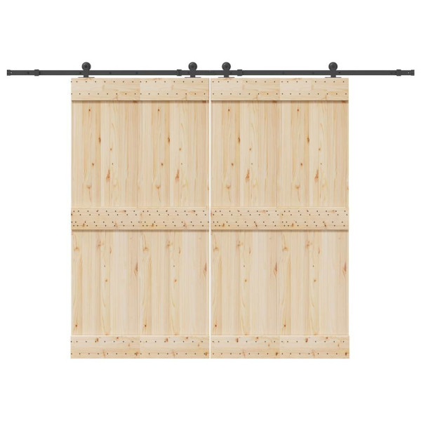 Kit de herrajes para puertas correderas acero negro 152.5 cm D