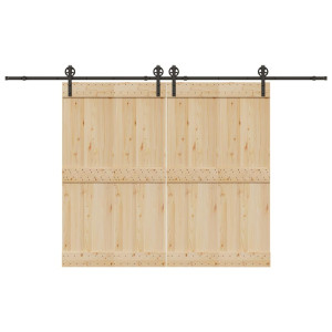 Kit de herrajes para puertas correderas acero negro 183 cm D