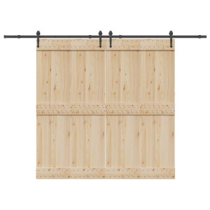 Kit de herrajes para puertas correderas acero negro 152.5 cm D