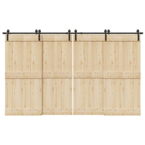 Kit de herrajes para puertas correderas acero negro 183 cm D