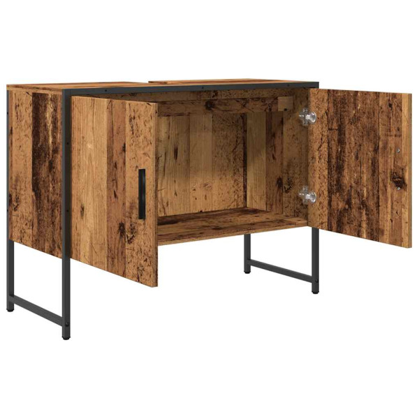 Mueble de lavabo madera de ingeniería envejecida 80x33x60 cm M 5