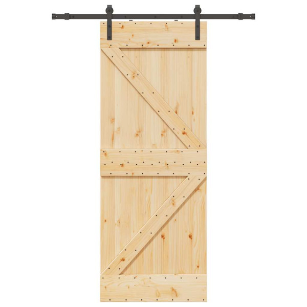 Puerta corredera con herrajes madera maciza de pino 80x210 cm D