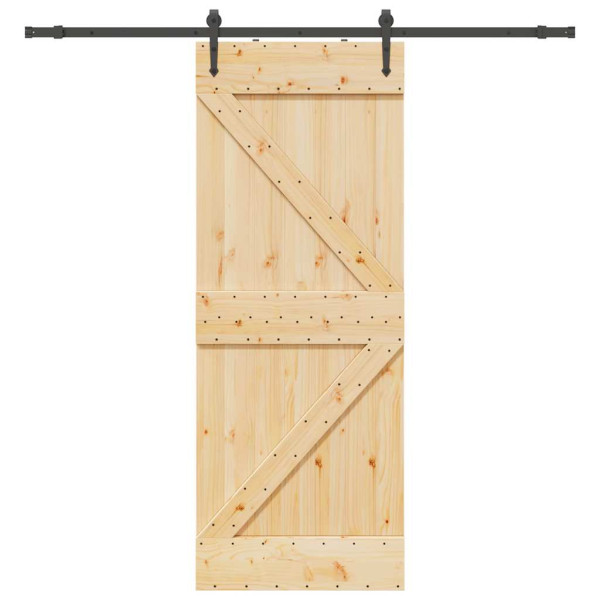 Puerta corredera con herrajes madera maciza de pino 80x210 cm D