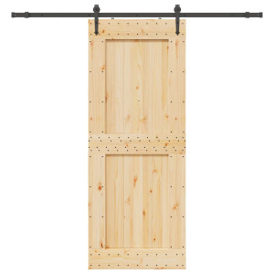 Puerta corredera con herrajes madera maciza de pino 90x210 cm D