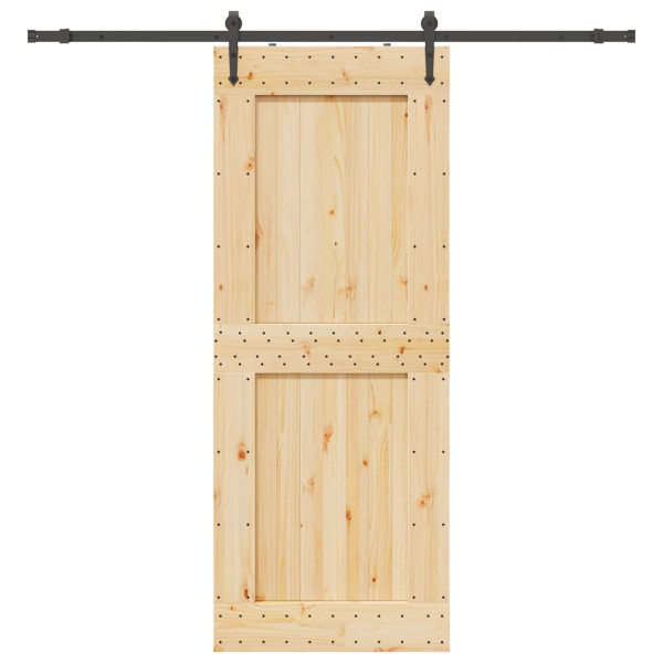 Puerta corredera con herrajes madera maciza de pino 90x210 cm D