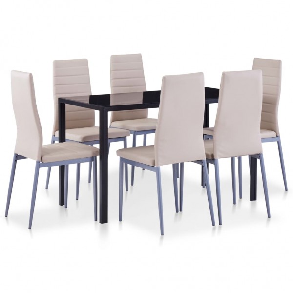 Conjunto de mesa y sillas de comedor 7 piezas color capuchino D