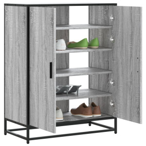 Zapatero madera de ingeniería y metal gris Sonoma 75x38x97.5 cm D