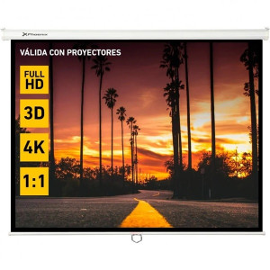 Pantalla manual videoproyector pared y techo phoenix 80´´ 1.4m x 1.4m ratio 1:1 - 16:9 - 4:3 posicion ajustable  - carcasa blanc D