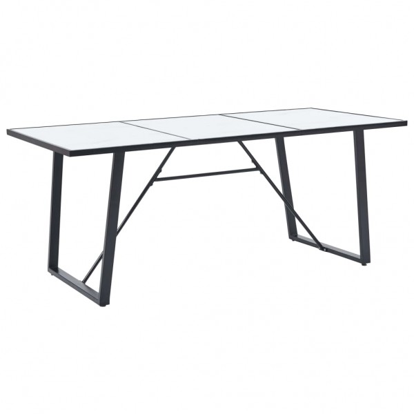 Mesa de comedor de vidrio templado blanco 180x90x75 cm Mesa de comedor de vidrio templado blanco 180x90x75 cm D