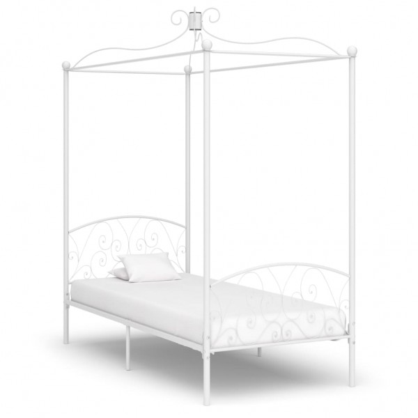 Estructura de cama con dosel metal blanco 100x200 cm D
