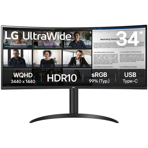 Monitor profesional ultrapanorámico curvo lg 34wr55qk-b 34'/ wqhd/ regulable en altura/ negro D