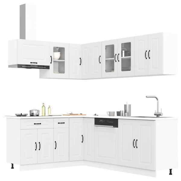Mueble de cocina Kalmar blanco 11 piezas madera contrachapada Mueble de cocina Kalmar blanco 11 piezas madera contrachapada D