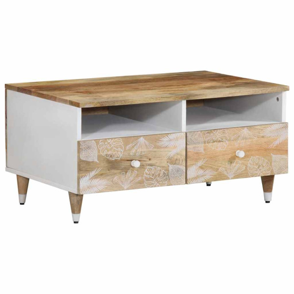 Mesa de centro de madera maciza mango 80x54x40 cm Mesa de centro de madera maciza mango 80x54x40 cm D