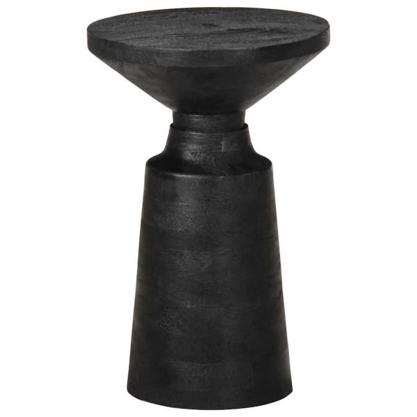 Mesa auxiliar madera maciza de mango negra Ø33x50 cm D