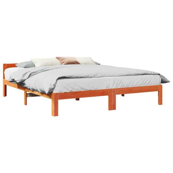 Cama sin colchón madera maciza de pino marrón cera 160x200 cm Cama sin colchón madera maciza de pino marrón cera 160x200 cm D