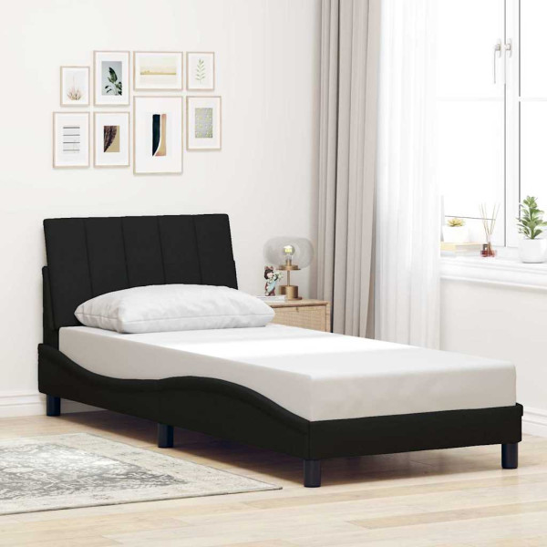Estructura de cama sin colchón tela negro 80x200 cm Estructura de cama sin colchón tela negro 80x200 cm D