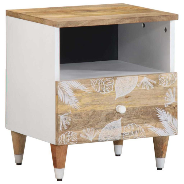 Mesita de noche de madera maciza de mango 40x33x46 cm D