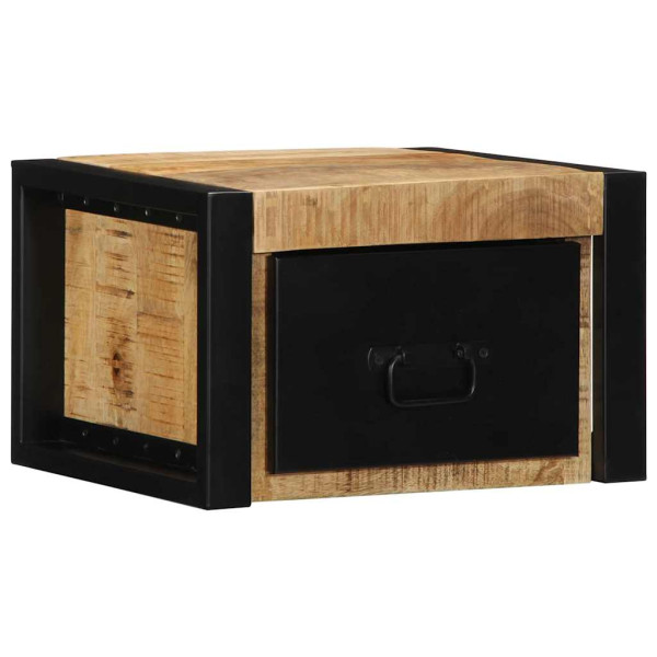 Mesitas de noche 2 piezas 40x35x25cm madera maciza rugosa mango Mesitas de noche 2 piezas 40x35x25cm madera maciza rugosa mango D