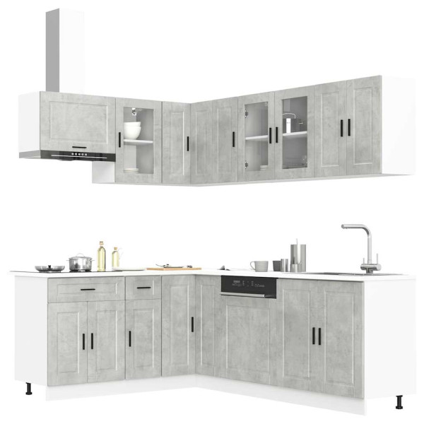 Mueble cocina Porto gris hormigón 11 pzas madera contrachapada Mueble cocina Porto gris hormigón 11 pzas madera contrachapada D