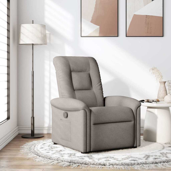 Sillón reclinable de tela gris taupe Sillón reclinable de tela gris taupe D