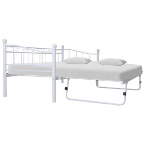 Estructura de cama de acero blanco 180x200/90x200 cm D