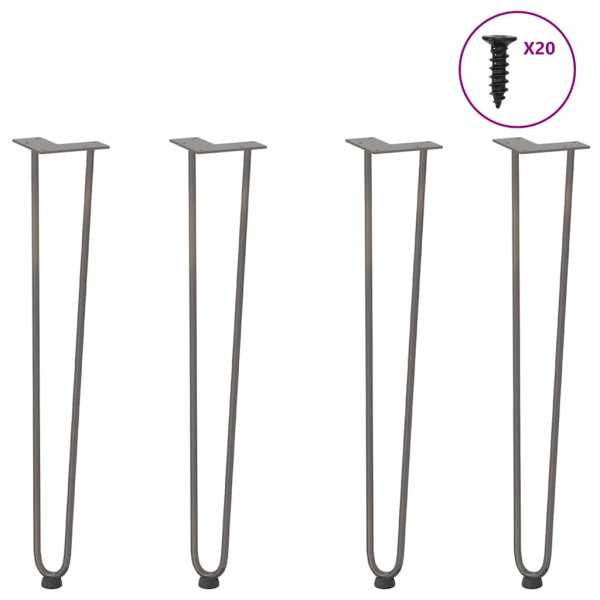 Patas mesa tipo horquilla 4 uds acero macizo acero natural 72cm Patas mesa tipo horquilla 4 uds acero macizo acero natural 72cm D