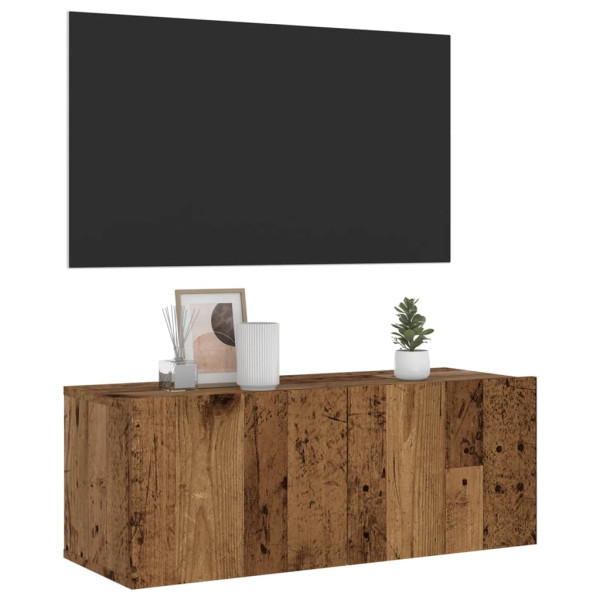 Mueble de pared de TV madera ingeniería envejecida 80x30x30 cm Mueble de pared de TV madera ingeniería envejecida 80x30x30 cm D