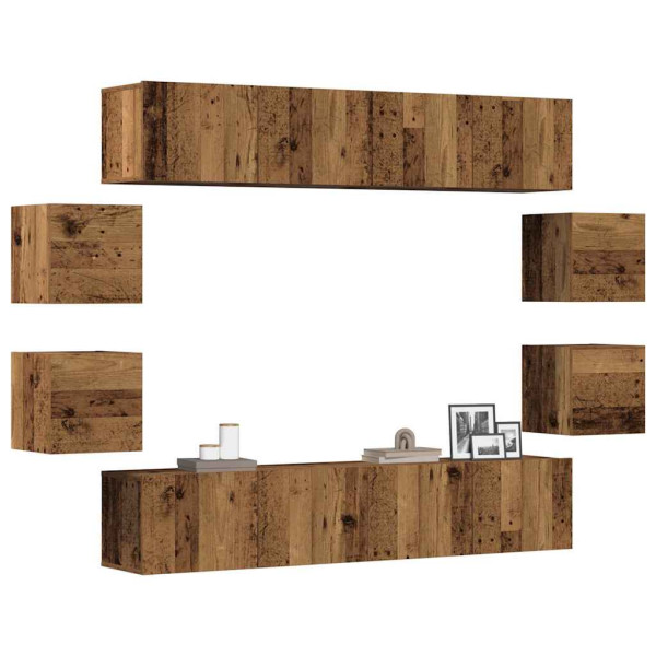 Muebles de TV de pared 8 uds. madera vieja madera de ingeniería Muebles de TV de pared 8 uds. madera vieja madera de ingeniería D
